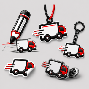 💼 Pack N°4 – Design Véhicule + Désodorisants + Stickers + Porte-clés + Pin’s Métal